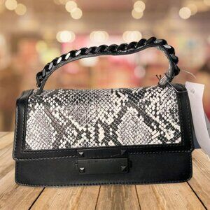 NWT - Nicole Miller Snakeskin Mini Crossbody/Handbag/Purse Black/White